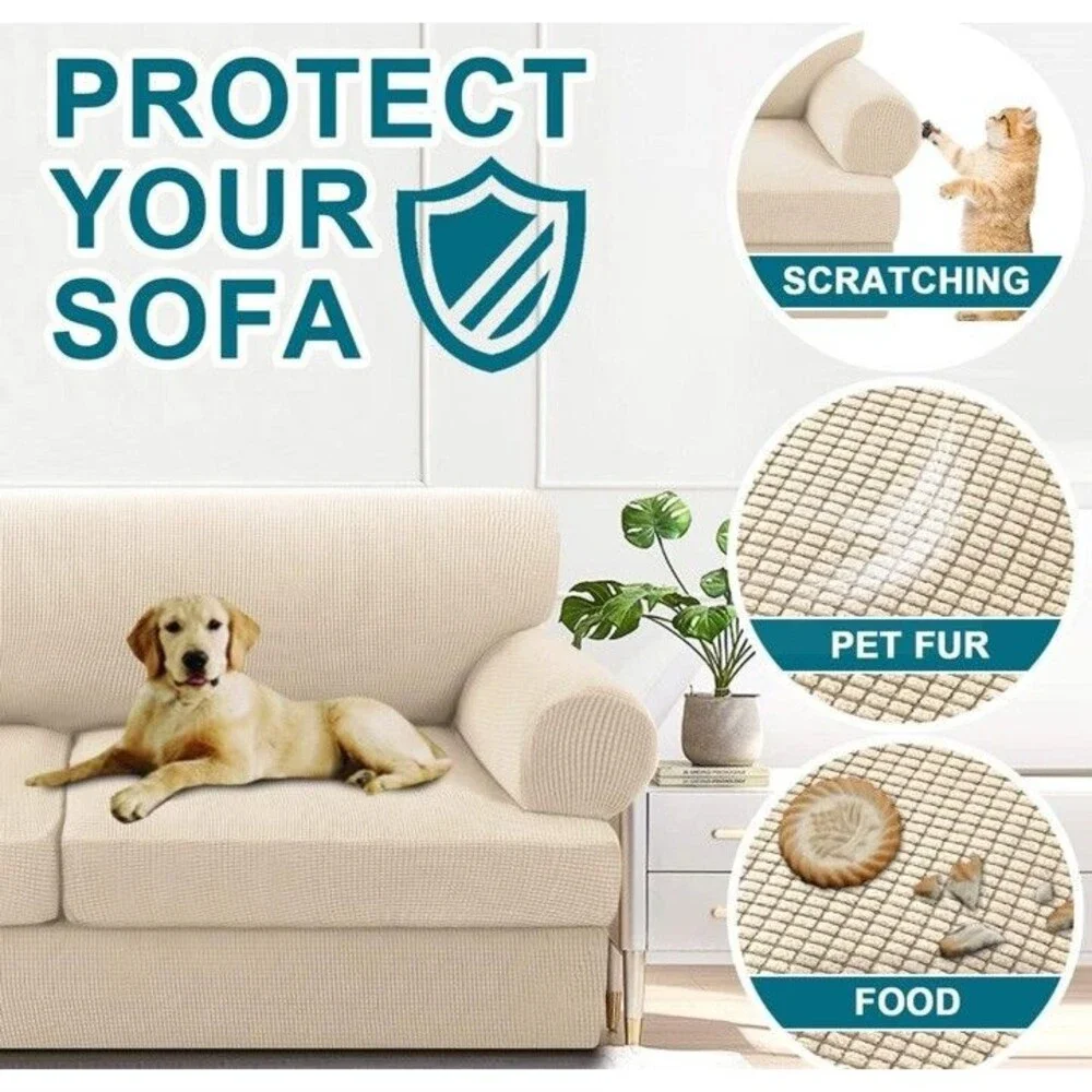 Turquoize 3 Piece T Cushion Sofa Slipcovers Sofa Cover Biscotti Beige New